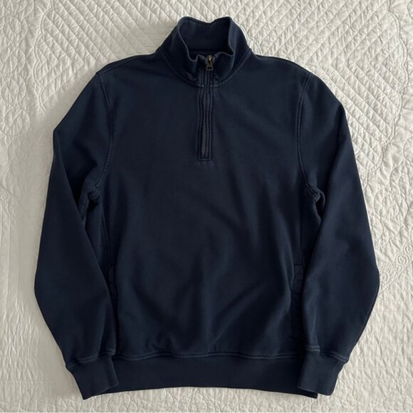 J.Crew Mens Sweatshirt Half-Zip Navy Blue Jacket French Terry Pullover Mock Neck - Picture 3 of 11